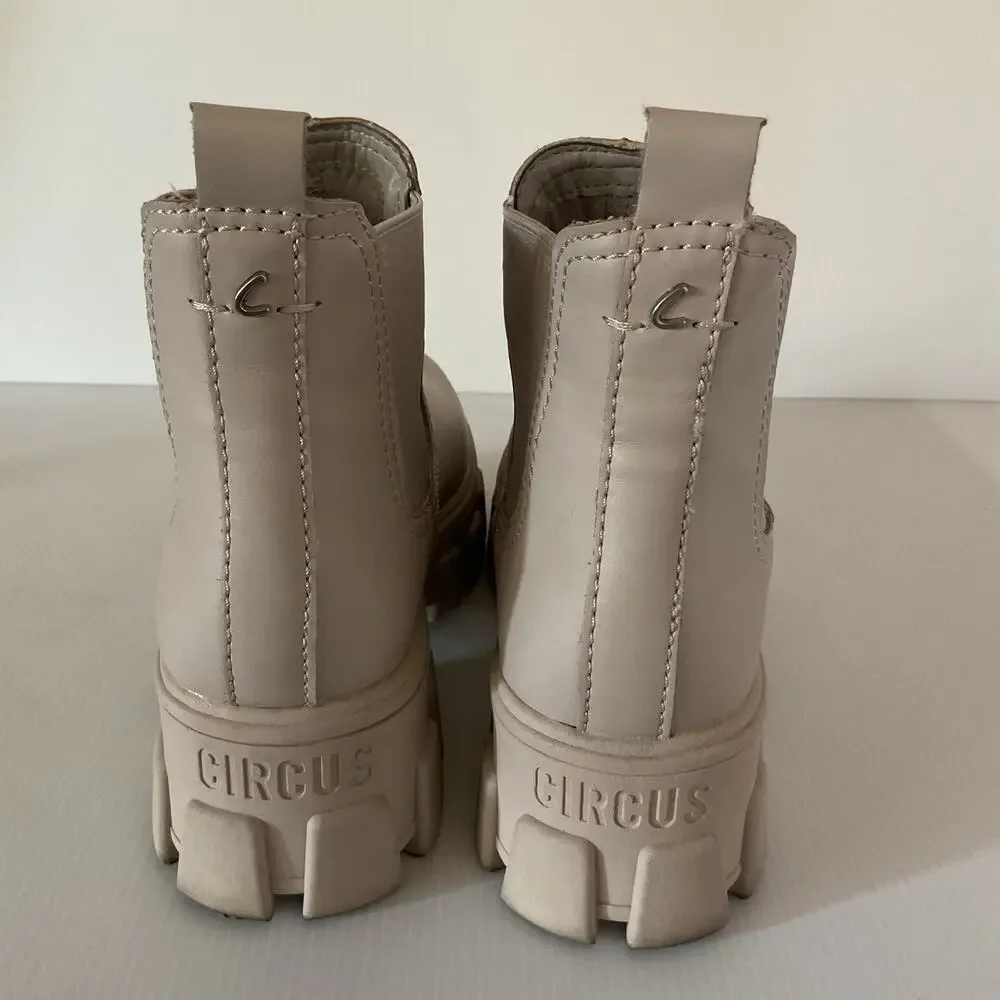 Circus NY Beige Platform Chelsea Boots Women’s Sz 6.5 Chunky Sole Ankle Booties